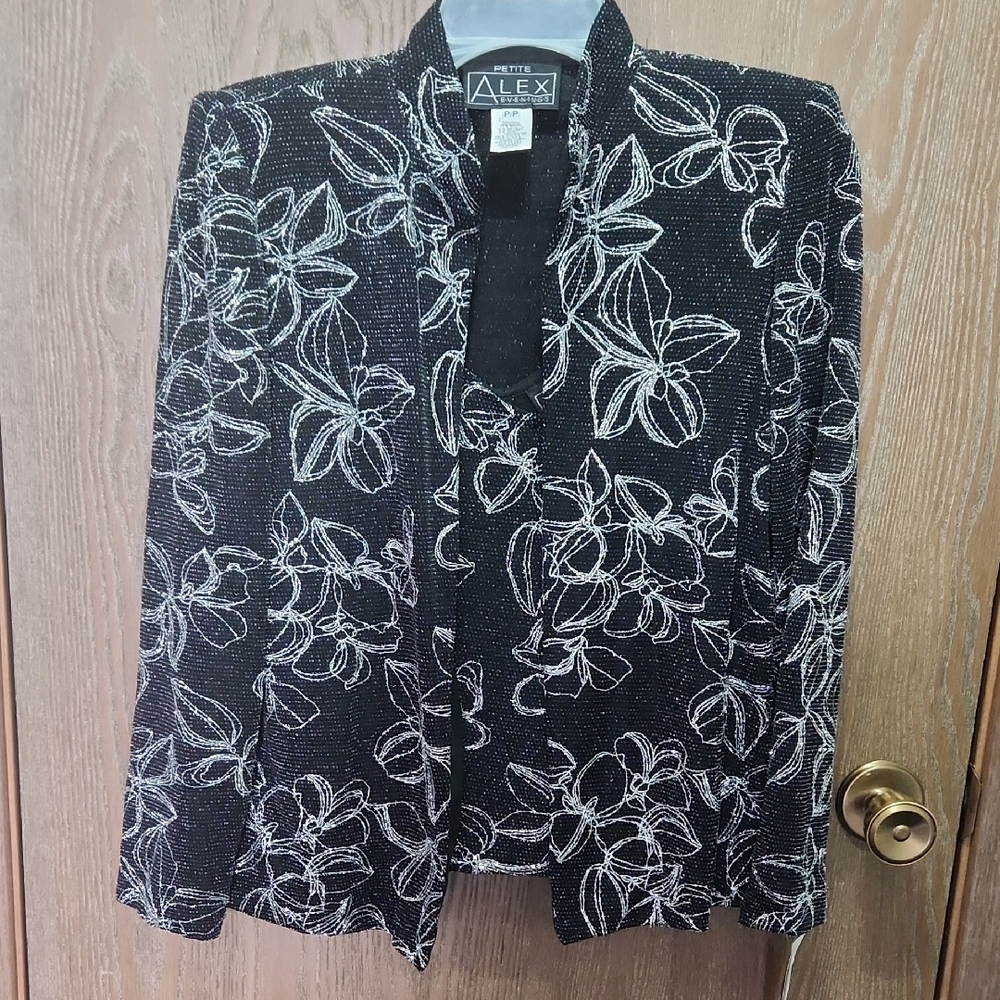 Black and silvery design -dressy Women's Jacket with a sleeveless shell by Alex.